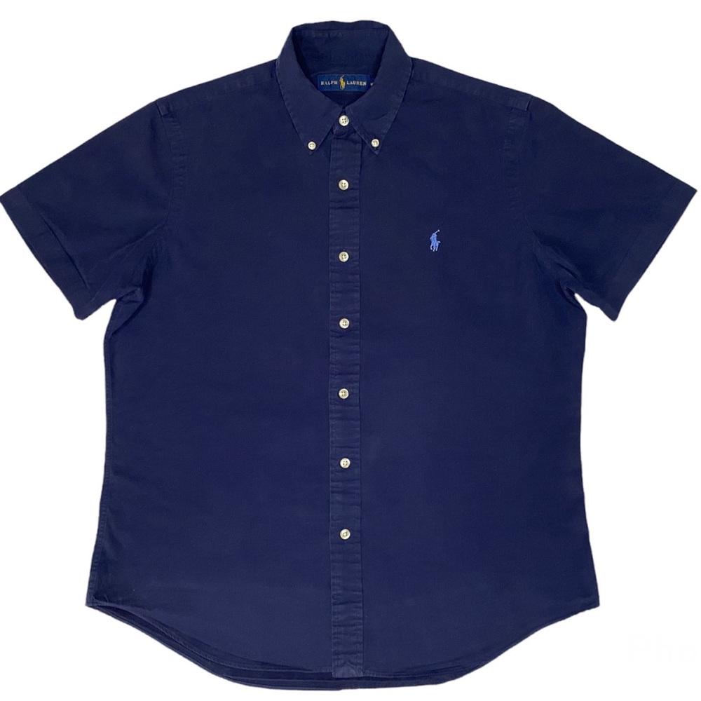 Polo Ralph Lauren Navy blue button down short sleeve blue pony